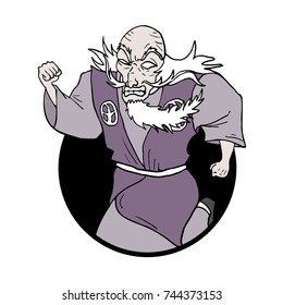 old oriental man running
