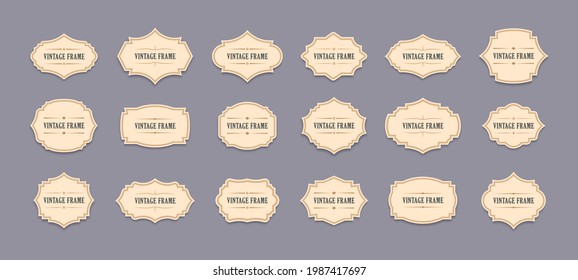 Old ornate labels, decorative vintage frame and retro badge.