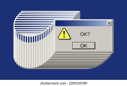 Old OS interface - lagging warning pop-up window with OK button