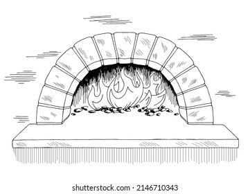 Old oven graphic black white sketch isolated illustration vector