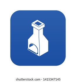 Old oven icon blue vector isolated on white background