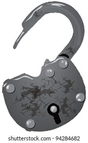 Old padlock for the door. Vector illustration.