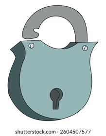 Old padlock isolated on white background