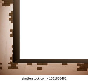 old painted brick wall window hole, vector 