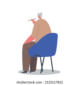Old Painter Female Character Painting. Senior Woman Artist Hold Paintbrush in Hand Drawing Isolated on White Background. Aged Lady Creative Hobby, Occupation. Cartoon People Vector Illustration