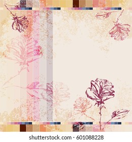 Old paper. Abstract background with roses. Vector Illustration