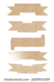 Old paper aesthetic scrolls. Clip art vintage ribbons, antique pastel parchment manuscript rolled up. Scroll aged appearance with uneven edges.