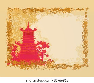 old paper with Asian Landscape