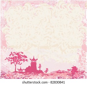 old paper with Asian Landscape