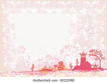 old paper with Asian Landscape