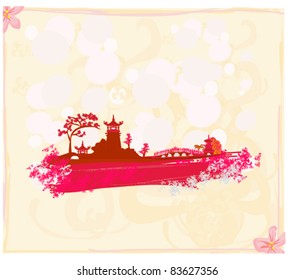 old paper with Asian Landscape
