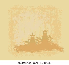 old paper with Asian Landscape