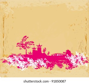 old paper with Asian Landscape