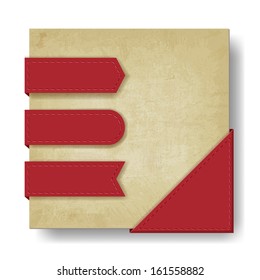 old paper background with red ribbons and corner - vector illustration