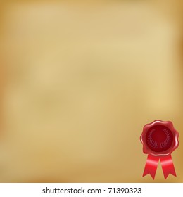 Old Paper Background With Sealing Wax, Vector Illustration