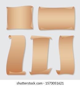 Old paper banner set, realistic, paper banners. Vector illustration.