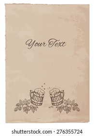 Old Paper with  Beer Mugs Template