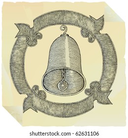 old paper bell label drawing