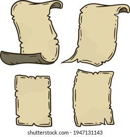 Altes Papier. Leere Papyrus für den Text. Altes Dokument. Zeichentrickvorlage skizzen.