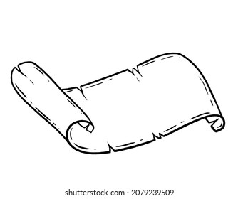 Old paper. Blank papyrus for text. Ancient document. Black and white cartoon template