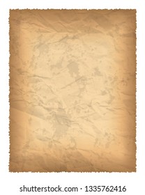Old paper with burnt edges isolated on white background with place for your text. Vector illustration