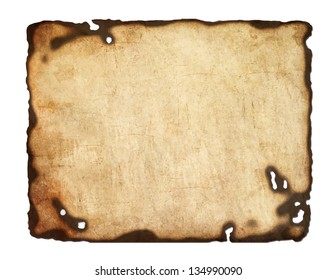 Old  paper with burnt edges isolated on white background. Vector  eps8