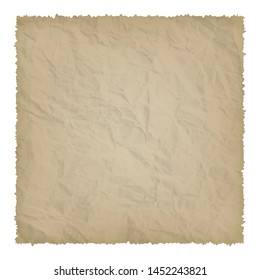 Old paper with burnt edges isolated on white background with place for your text. Vector illustration