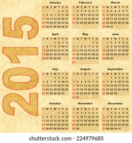Old paper with Calendar 2015 (vector eps 10)