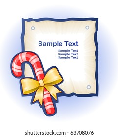 Old paper with christmas candy cane