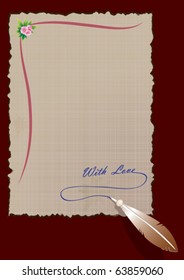 Old paper and feather