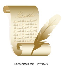 old paper with feather vector illustration