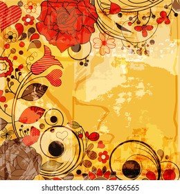 Old paper floral background