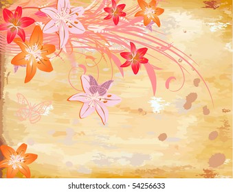 old paper with flowers