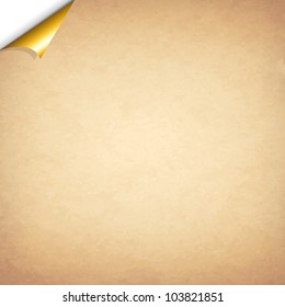 Old Paper With Gold Corner, Vector Illustration