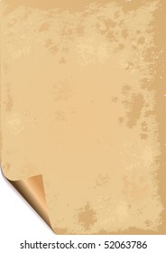 Old paper grunge background with curled corner