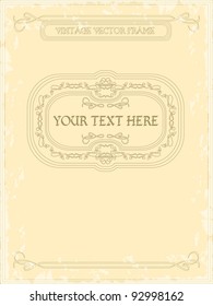 Old paper grunge texture with monogram vintage frame. Vector vintage collections.