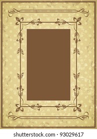 Old paper grunge texture with monogram vintage frame. Vector vintage collections.