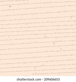 old paper with handwriting seamless texture. Vector background 
