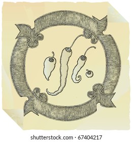 old paper jalapenos label drawing