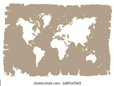 Alte Papierkarte der Welt