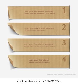  Old paper numbered banners. Vector website layout