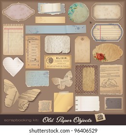 Old Paper Objects (2) - variety of scraps for your layouts or scrapbooking projects