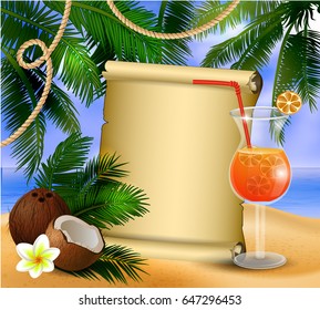 old paper on tropical background