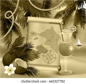 old paper on tropical background