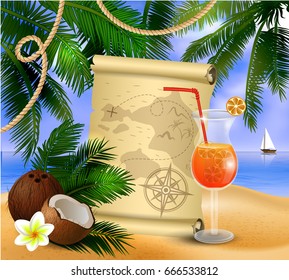 old paper on tropical background