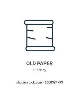 Old paper outline vector icon. Thin line black old paper icon, flat vector simple element illustration from editable history concept isolated stroke on white background