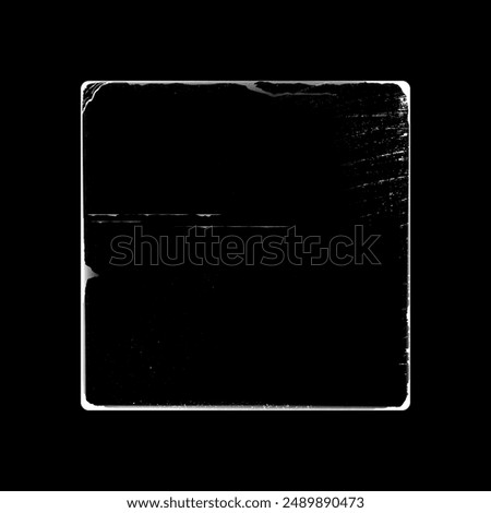 Old paper overlay cover isolated on black background. Frame with worn edges. Vintage paper texture. Aged, worn surface. Dirty and dusty horizontal scratches. Vector illustration.