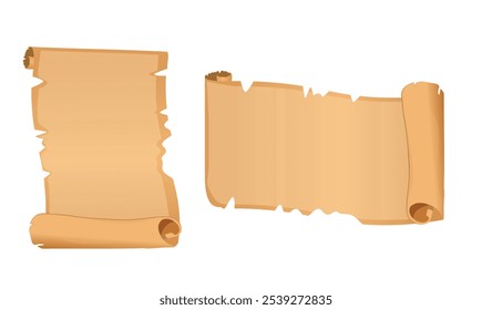 Old paper or parchment scroll, Two design of old parchment papers illustration.