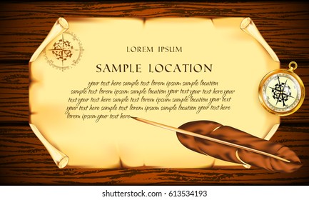 Old paper with a pen and a compass on the background of a blackboard - Powered by Shutterstock - Get 15% off with code: PIKWIZARD15