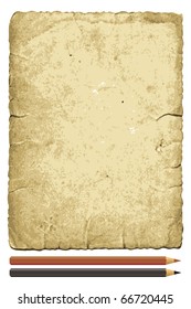 old paper with a pencil and crayon